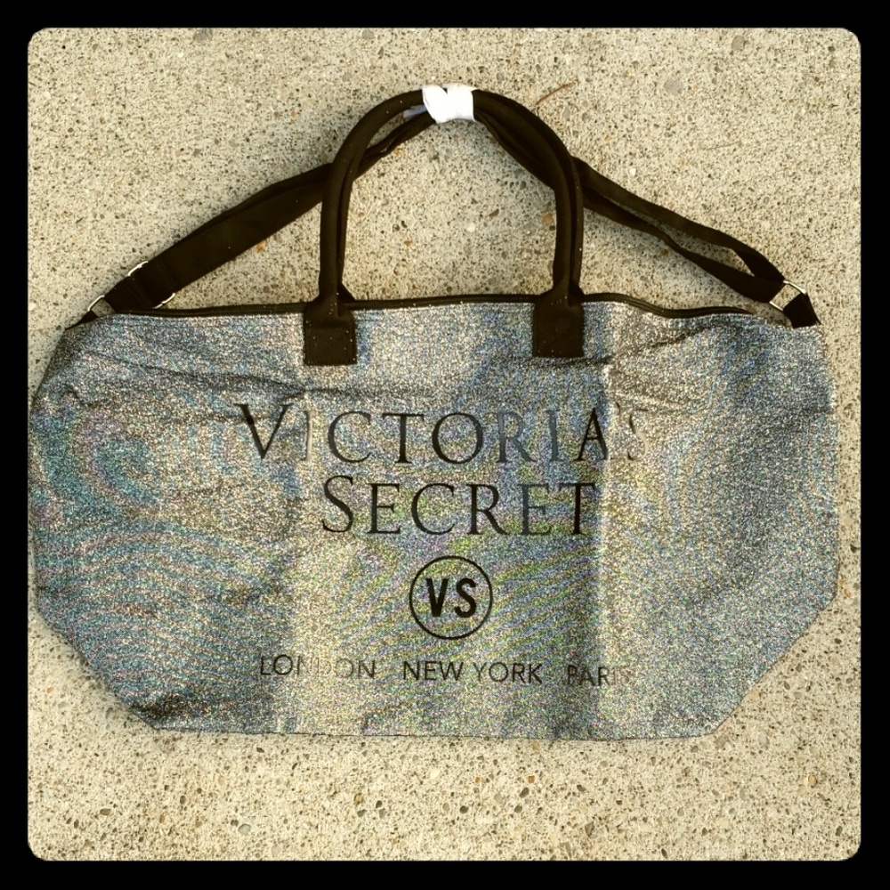 XL Victoria's Secret Black Glitter Tote